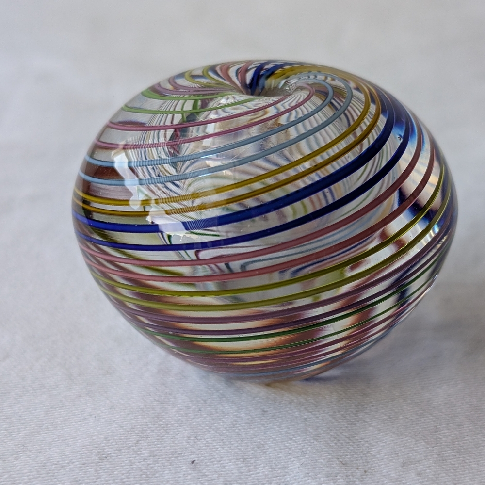 Vintage Glass Eye Studio Multicolor Swirl Handblown Art Glass Vase Paperweight